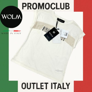 Дамска тениска  WOLM, 100% памук, size S, щампа и дизайнерски ресни, Италия